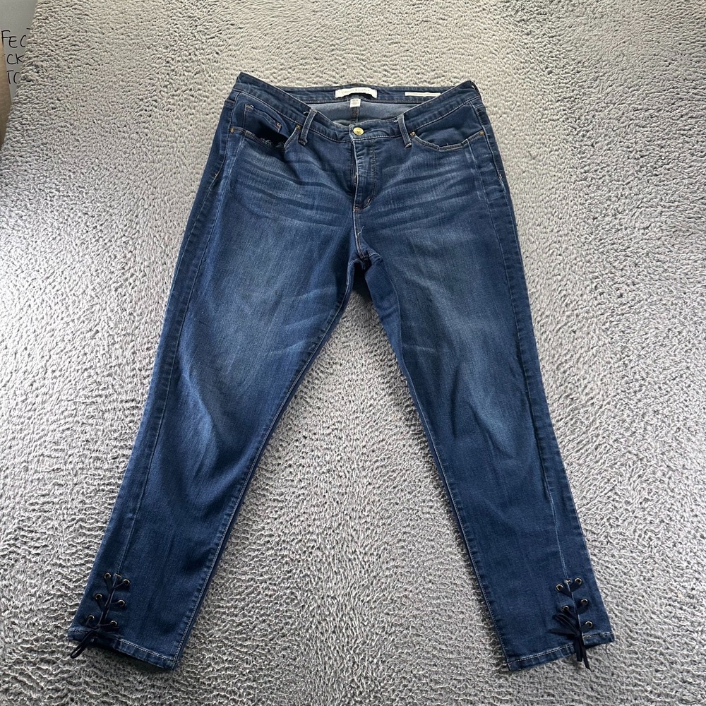Vintage X America Wonderland Jeans Women 14 Blue Cotton Denim Skinny Ankle Faded